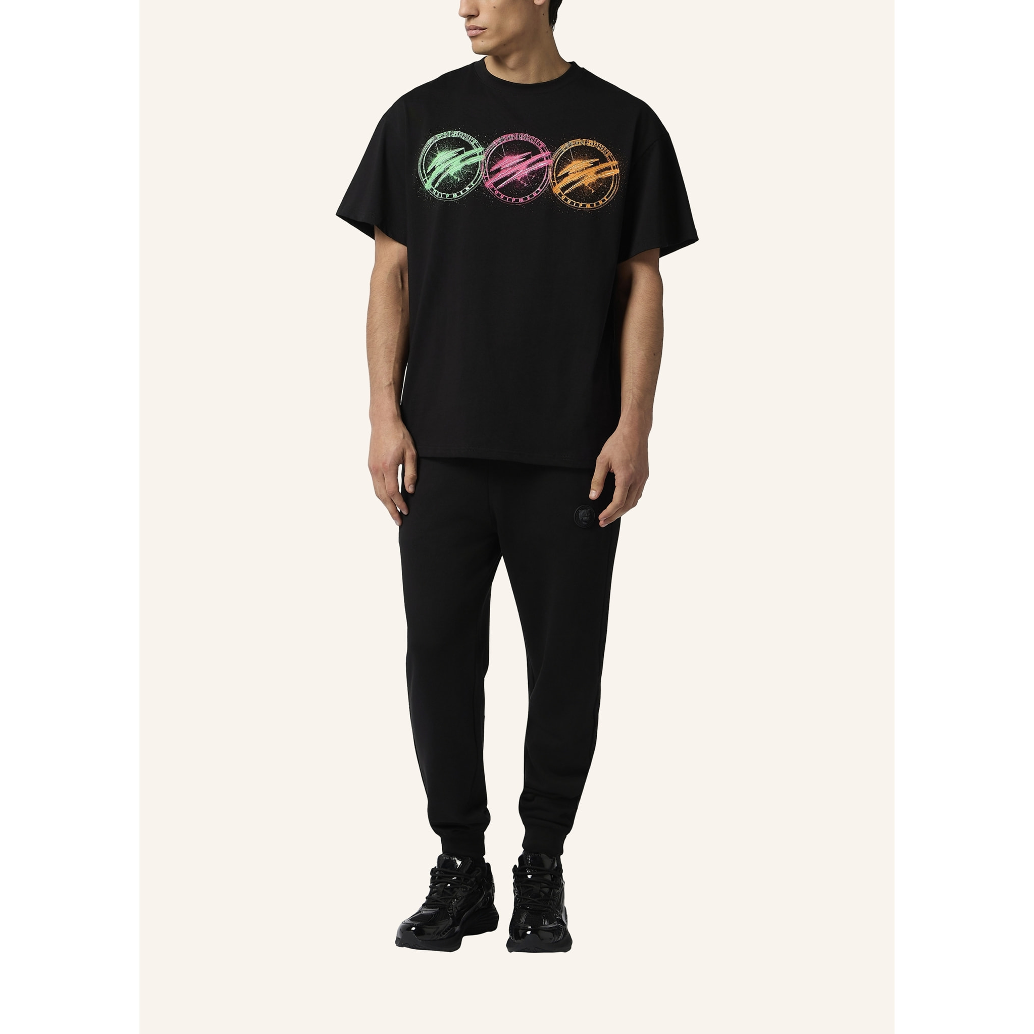 PLEIN SPORT Round Neck T-Shirt Multicolor Scratch
