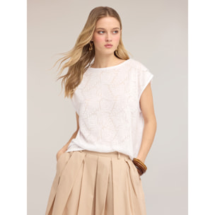 Motivi - Camiseta con acabado devoré - Blanco