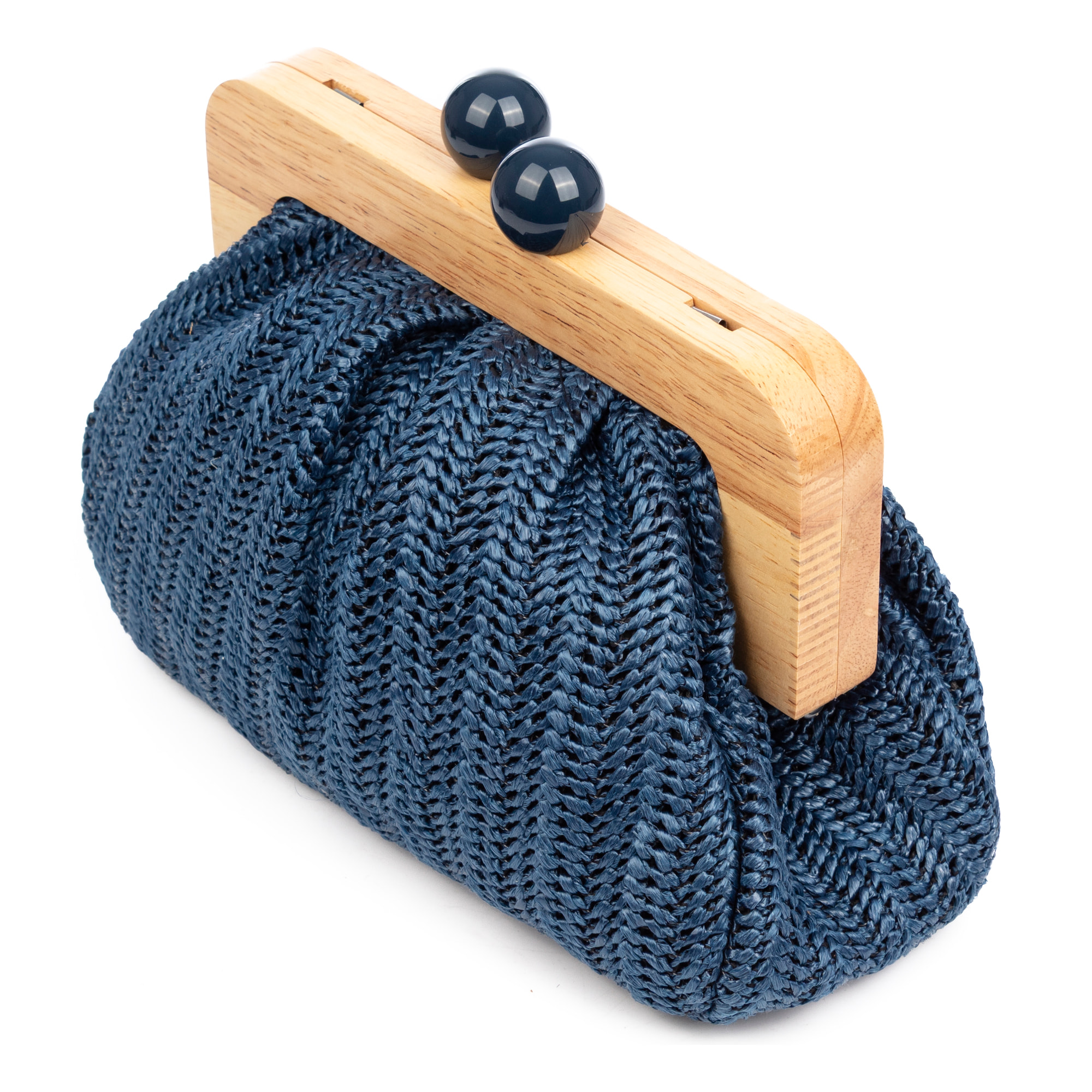 BeneLario Bolso bandolera Mujer. Tela con detalles de madera natural y piel sintética.