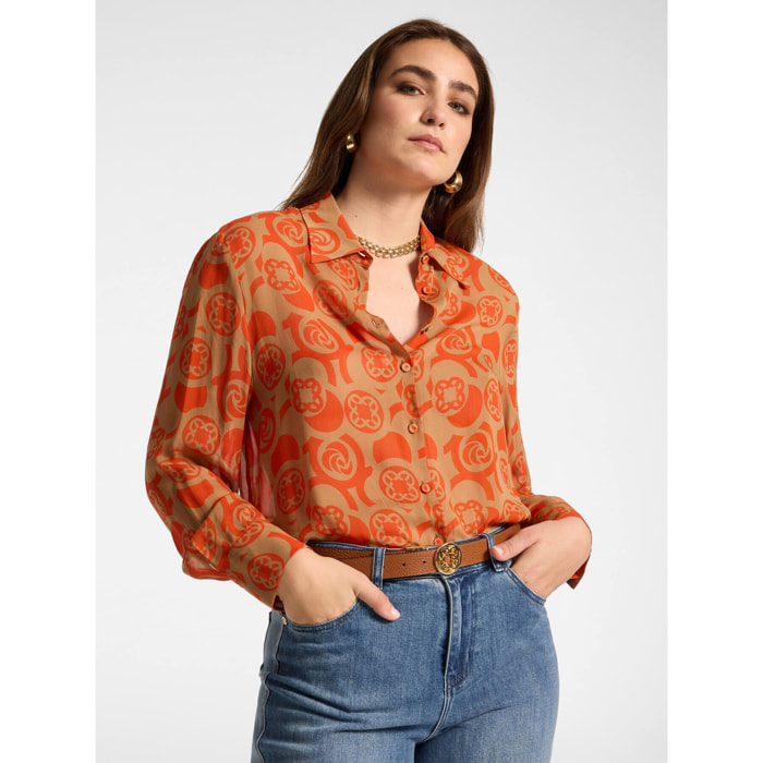 Elena Mirò - Camicia in viscosa stampata - Arancione