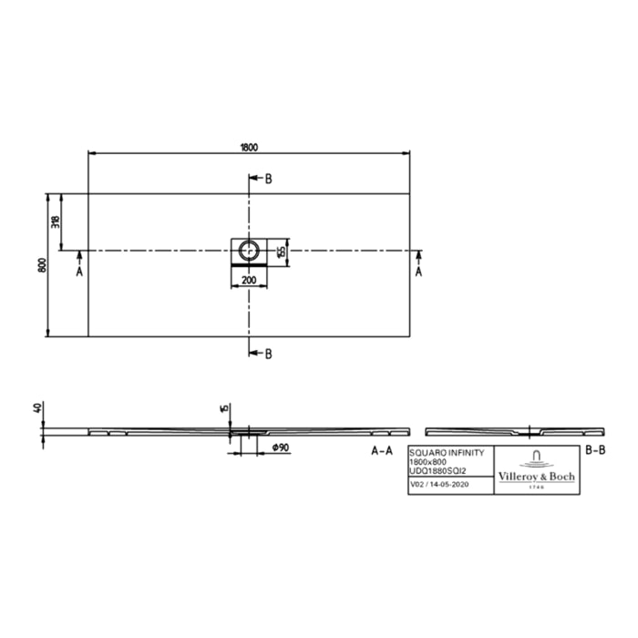 Receveur antidérapant Squaro Infinity quaryl gris anthracite