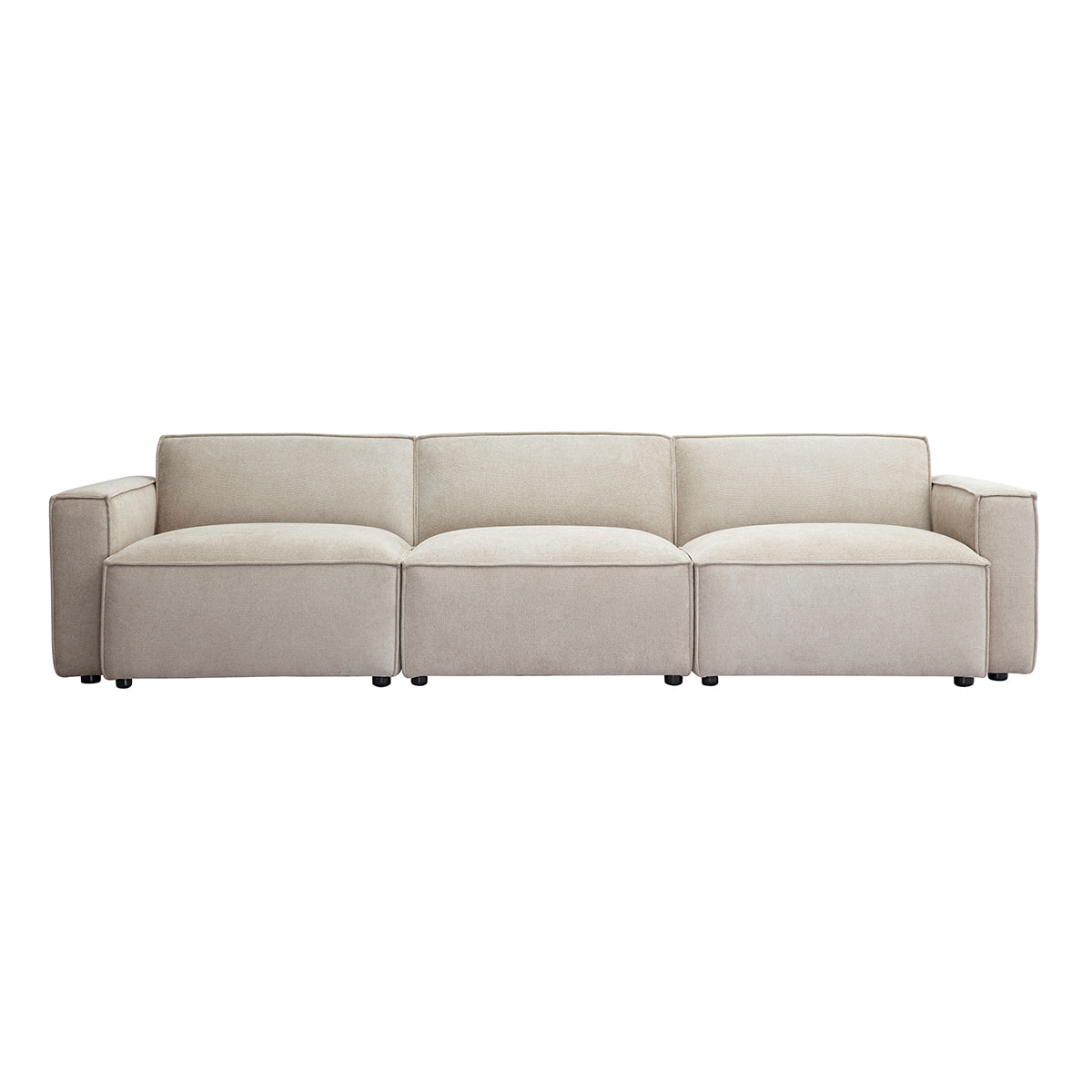 Canapé modulable 4 places en tissu effet velours texturé beige SPLIT