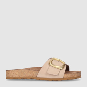 Sandalias de Piel - Arena - Tacón: Bajo