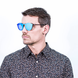 Gafas de sol PALO ALTO RIGA - Mate demi marrón y revo azul cielo / Plana
