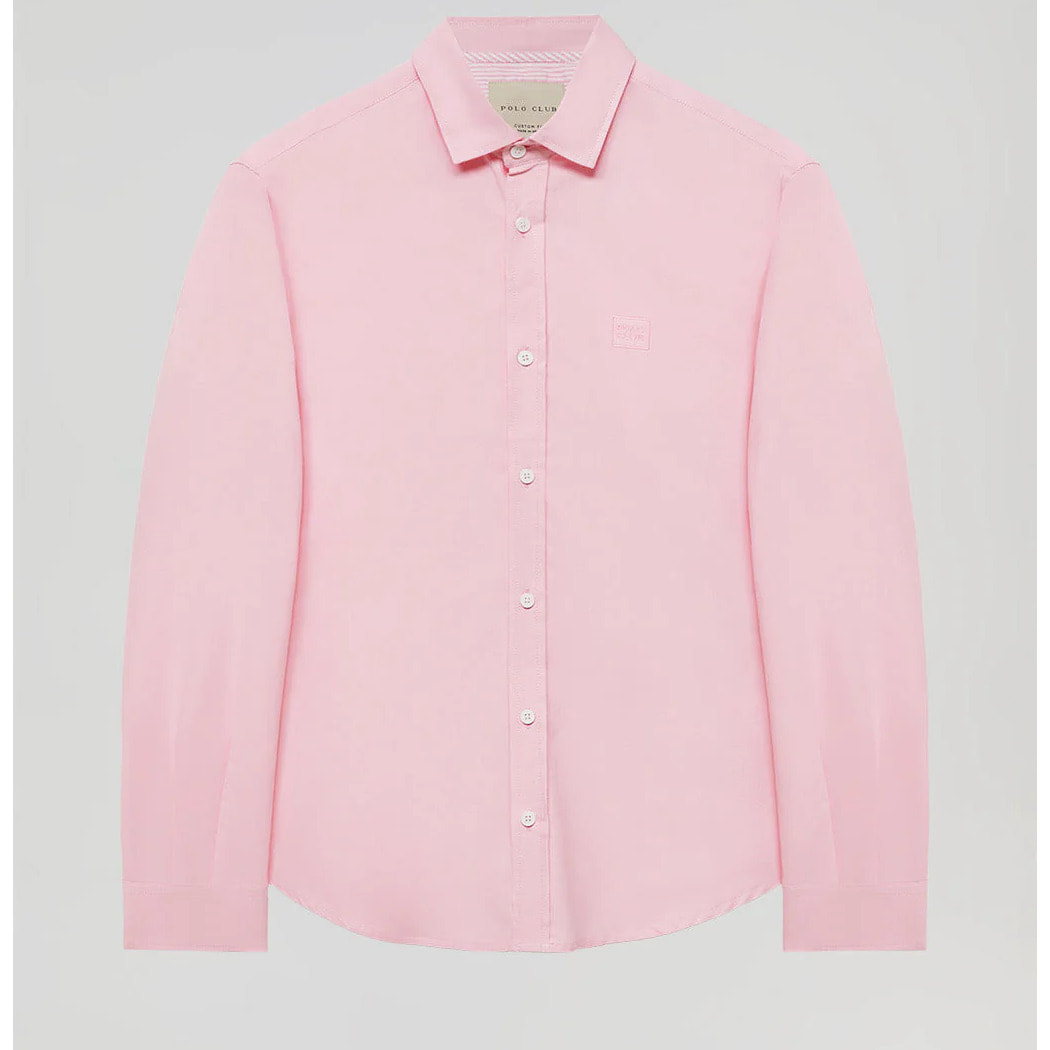 Camicia oxford rosa con particolare ricamato Polo Club