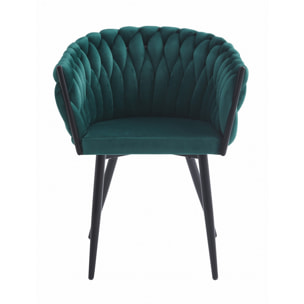 Sedia poltroncina Orion in velluto verde smeraldo