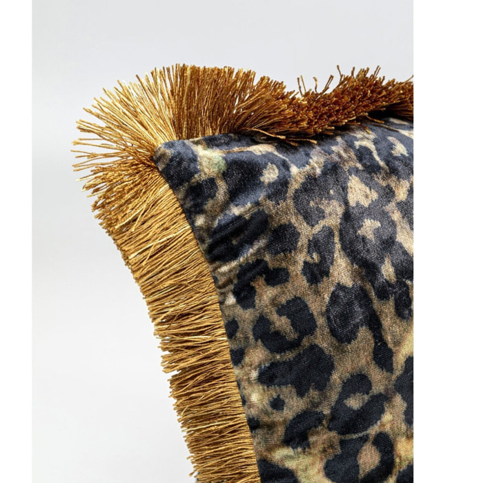 Coussin à franges léopard 55x55cm Kare Design