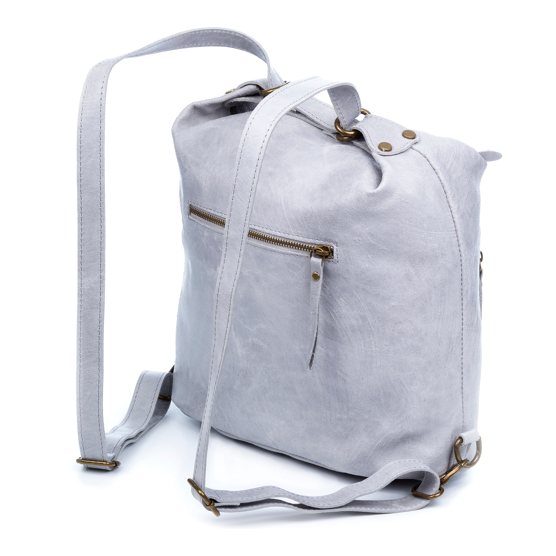 FIRENZE ARTEGIANI Borsa a Spalla da Donna Irene. Vera Pelle Scamosciata Stone Washed Made in Italy 31x13x32 Cm. Colore: grigio chiaro