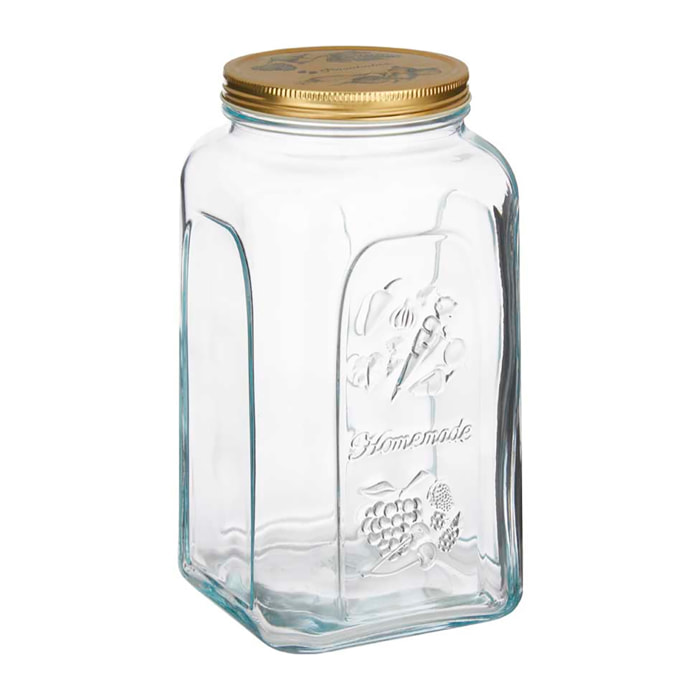 Tarro de vidrio con tapa de metal. Diseño "Homemade" 3000 ml.