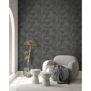 Papier peint uni effet béton anthracite texturé