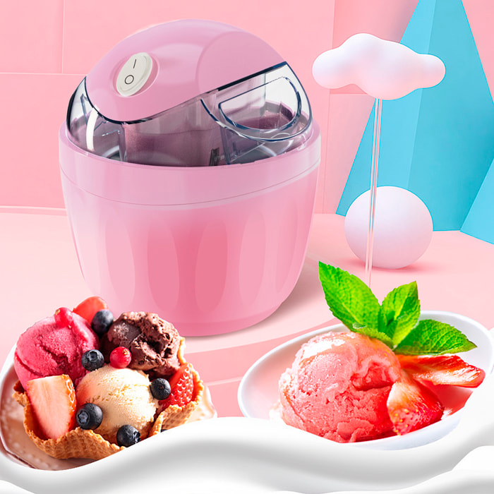 Mini heladera automática de 500ml, 9.5W, operación con un botón y entrada doble para líquidos.