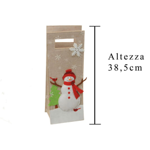 Porta Bottiglia Pupazzo. Altezza 38,5 Cm - Pezzi 1 - 14X38,5X10cm - Colore: Bianco - Bianchi Dino