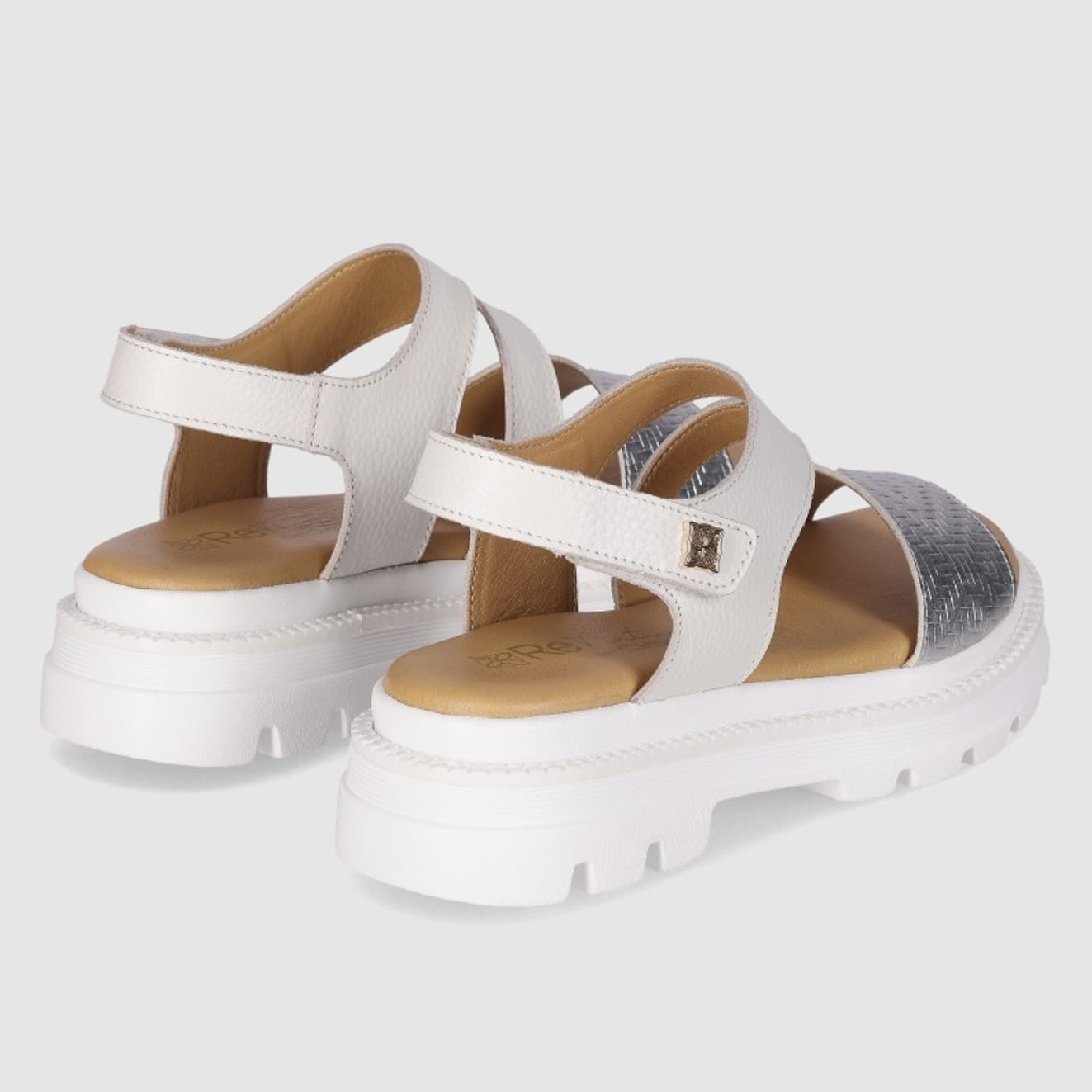 Sandalias de Piel - Blanco - Tacón: Bajo