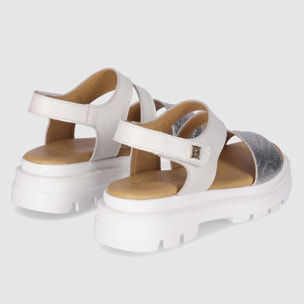Sandalias de Piel - Blanco - Tacón: Bajo