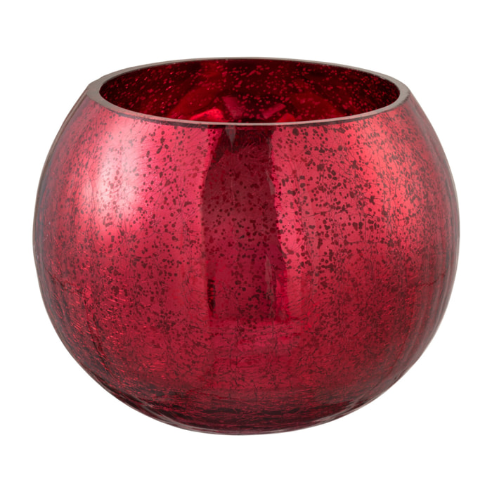 J-Line photophore Boule Craquele - verre - brillant rouge - medium