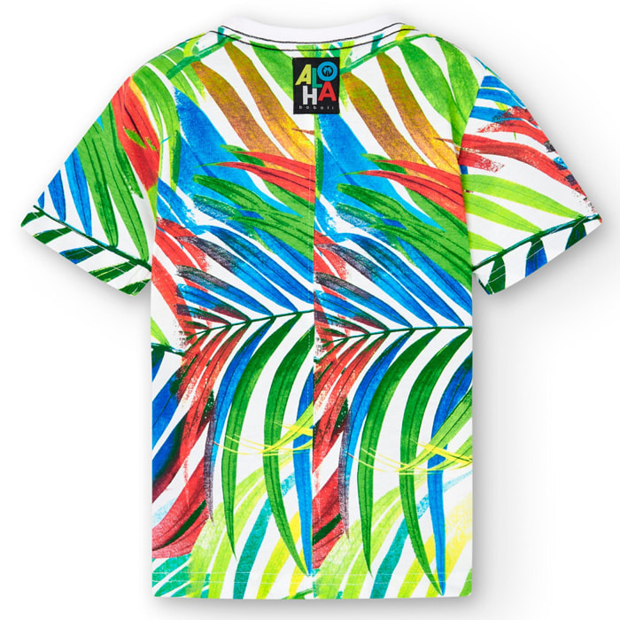 Camiseta multicolor con manga corta y estampado