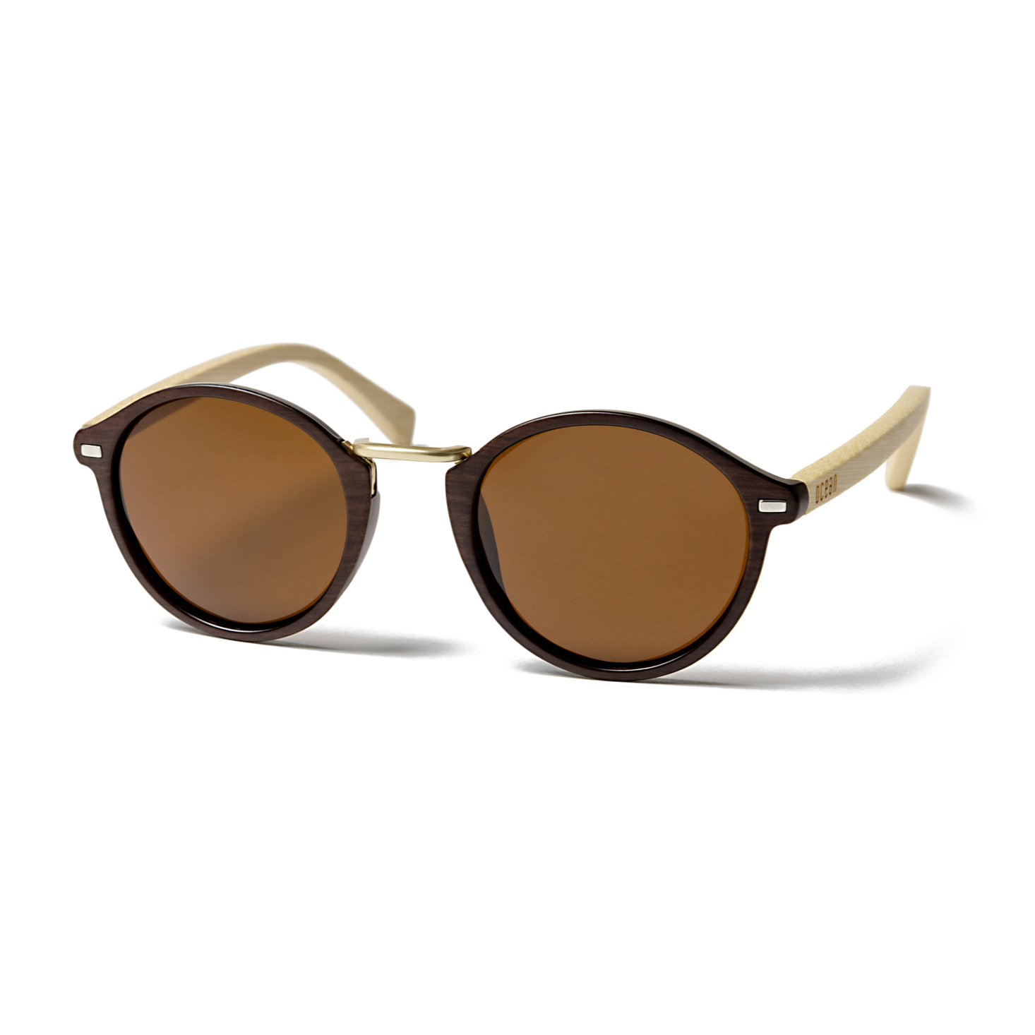 Gafas de sol OCEAN LILLE - Marrón oscuro nariz de metal plateado brillante bisagra de metal / Marrón