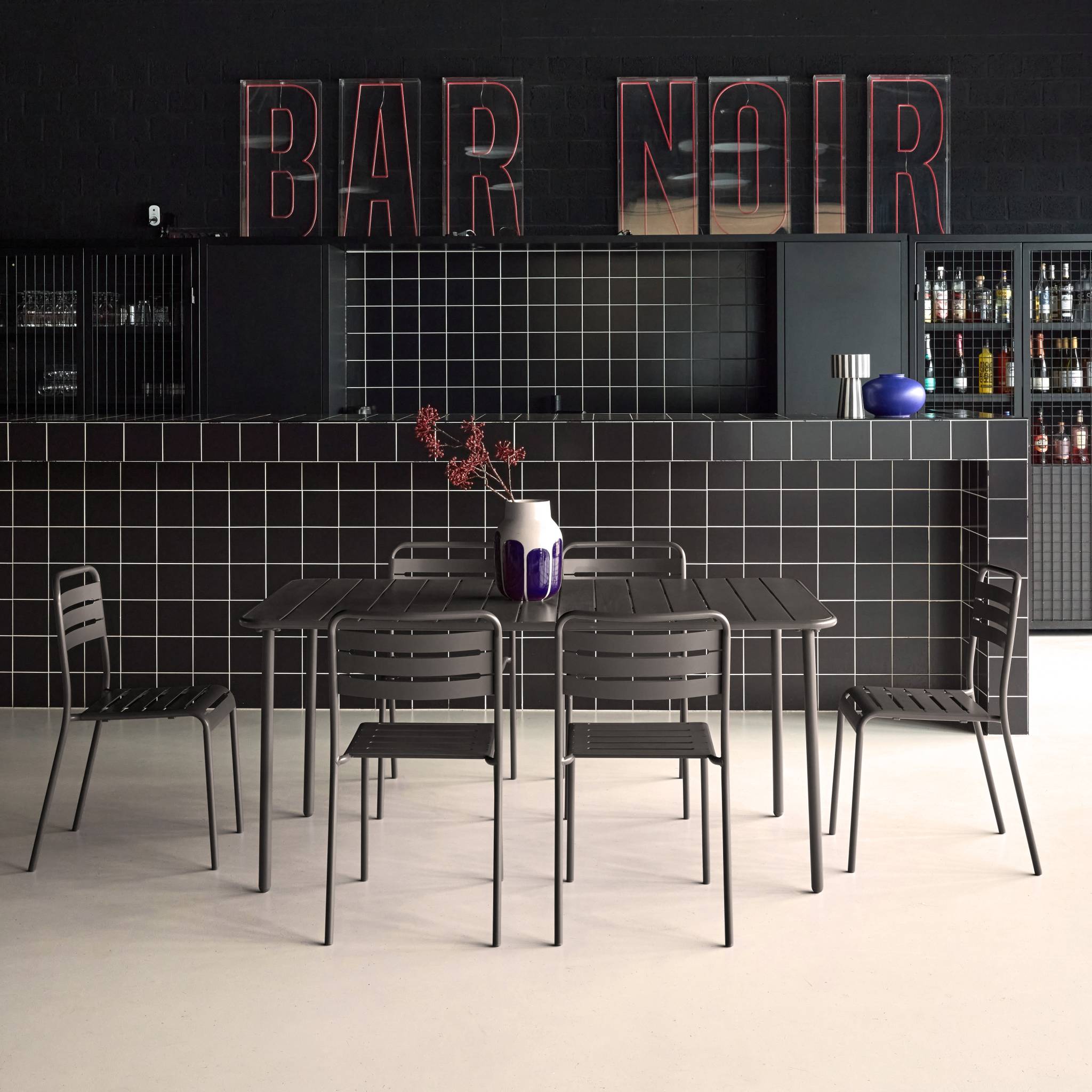 Table de jardin métal + 6 assises AMÉLIA