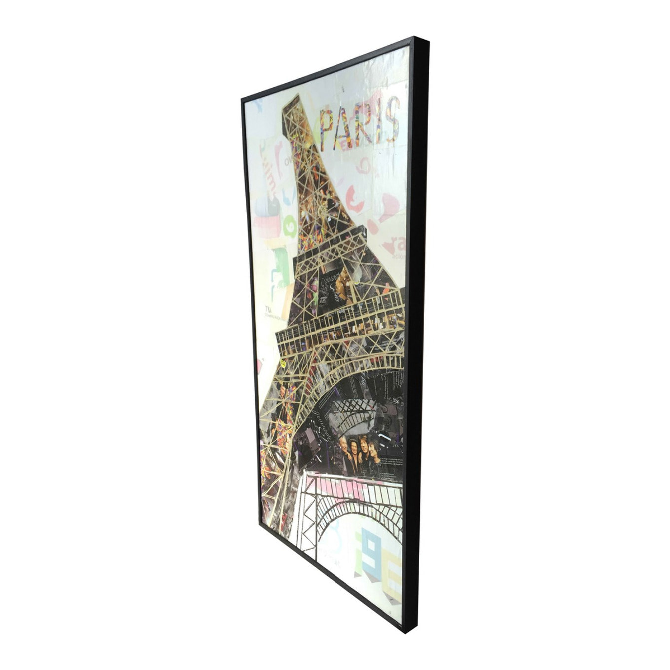 Quadro collage Torre Eiffel Parigi in carta riciclata 52x102 cm