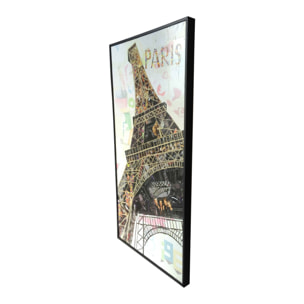 Quadro collage Torre Eiffel Parigi in carta riciclata 52x102 cm