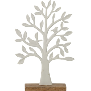J-Line Arbre sur base - aluminium - blanc/naturel - large