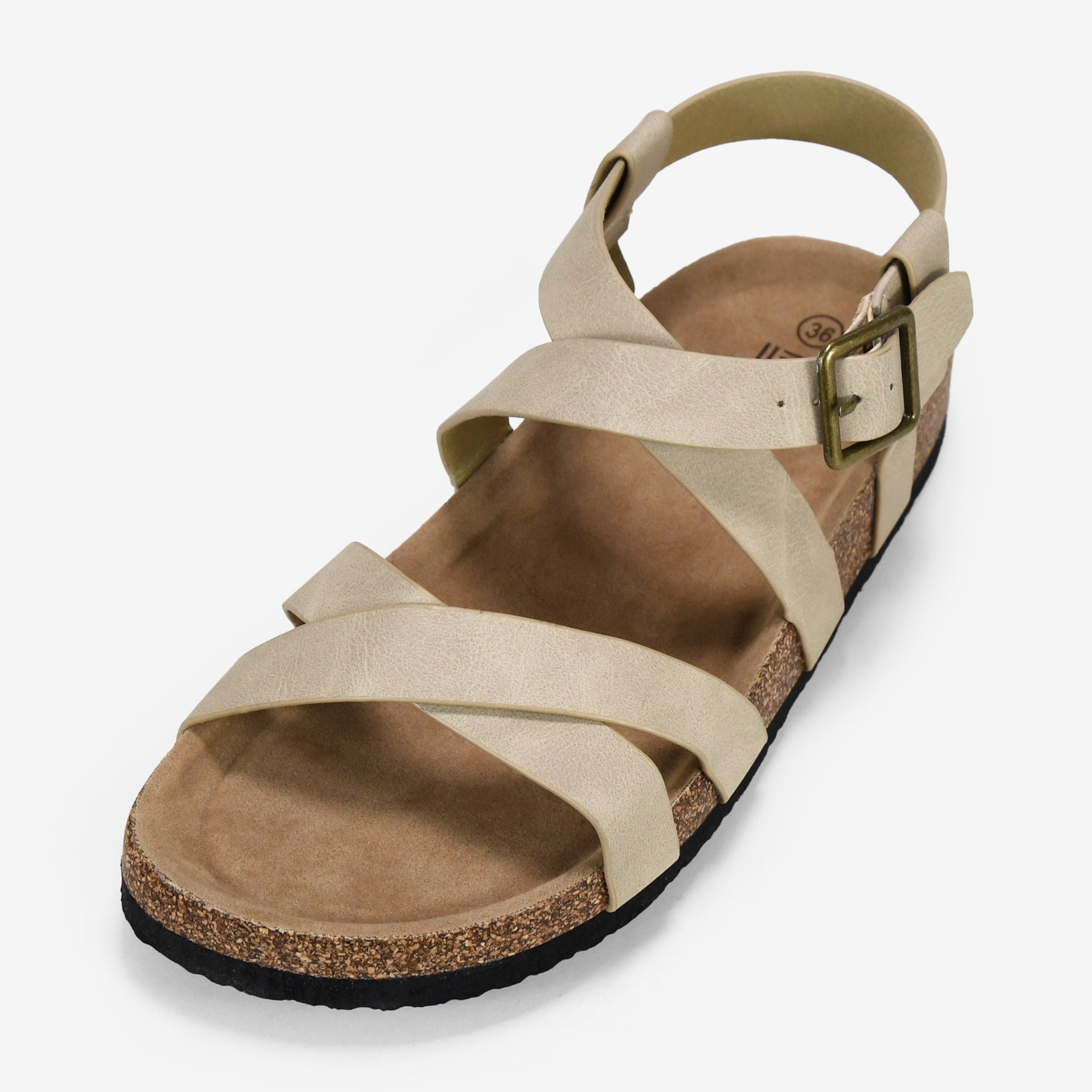 Sandalias planas beige con suela de corcho