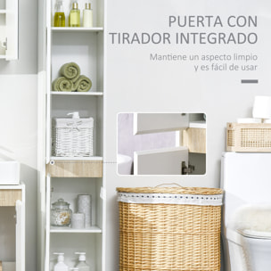 Armario Alto de Baño de 5 Niveles con Estantes Ajustables 30x33x165 cm Blanco