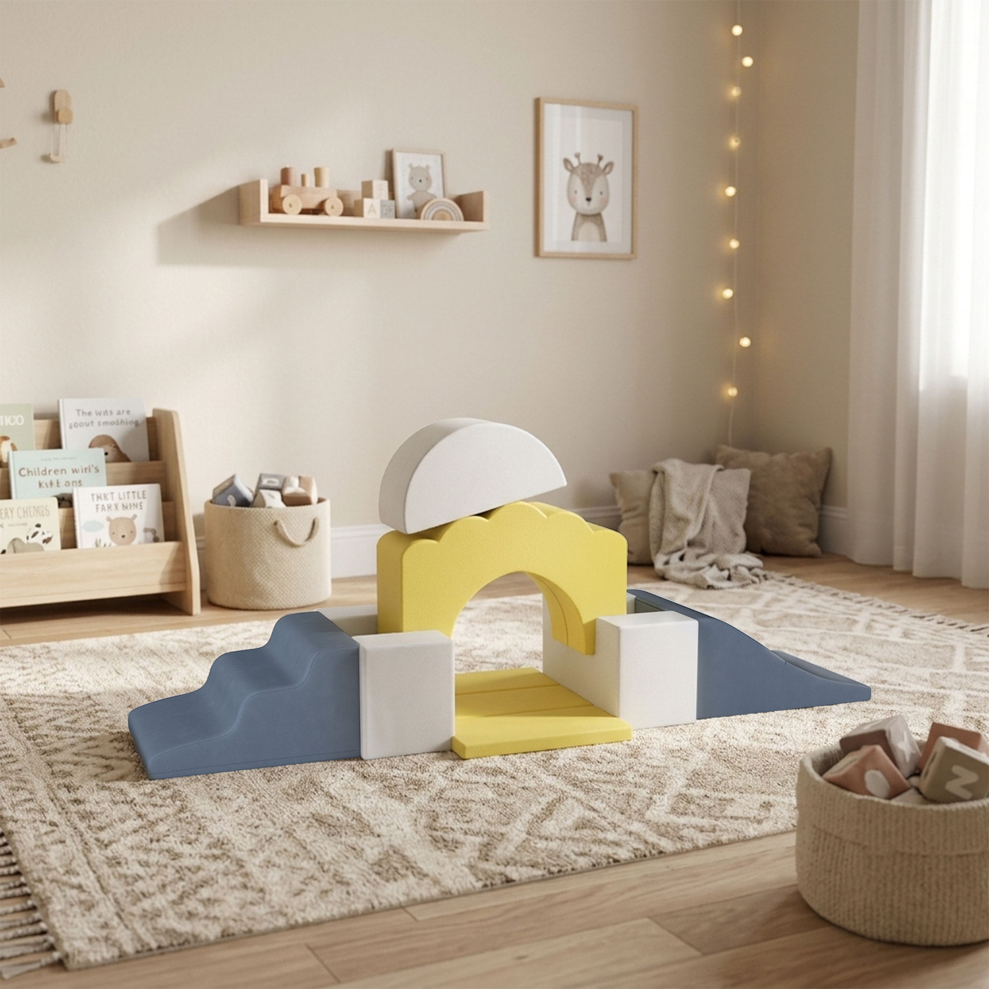 Parcours motricité bébé modulable 7 pièces zippées déhoussables velours multicolore