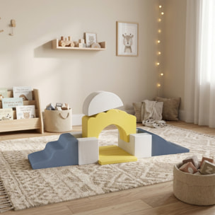 Parcours motricité bébé modulable 7 pièces zippées déhoussables velours multicolore