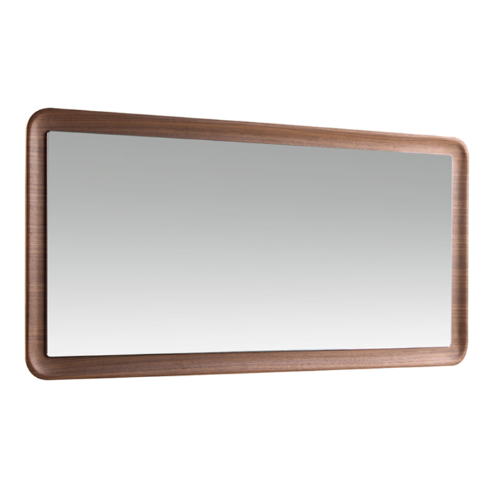 Espejo pared rectangular con marco de madera chapada en nogal natural 120x60x4cm