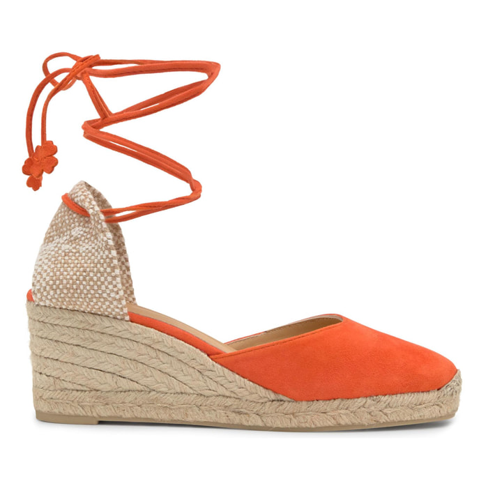 Alpargata de cuña Carina en ante con cierre de cordones