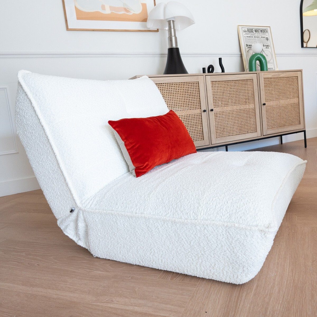 Fauteuil lounge en tissu bouclé - MATIS