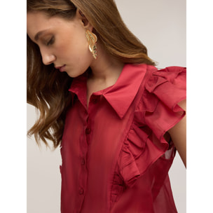Motivi - Camisa de muselina con volantes - Rojo