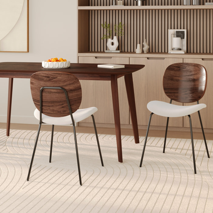 Lot de 2 chaises en tissu beige chiné et bois - Simone