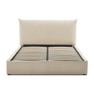 Lit coffre lin beige 2 places