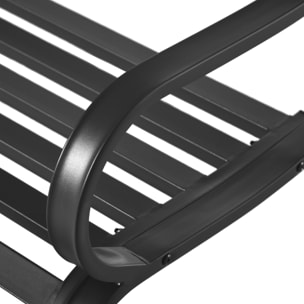 Banco de Jardín de Metal Banco de Exterior de 2 Plazas con Reposabrazos Carga 240 kg para Patio Terraza 127x58x82 cm Negro