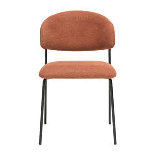 Chaises en tissu effet velours texturé terre brûlée et métal noir (lot de 2) BENTA