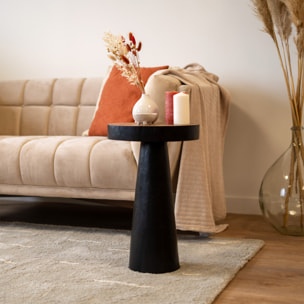 Table d'appoint ronde noire en bois de suar D35 cm - Janah