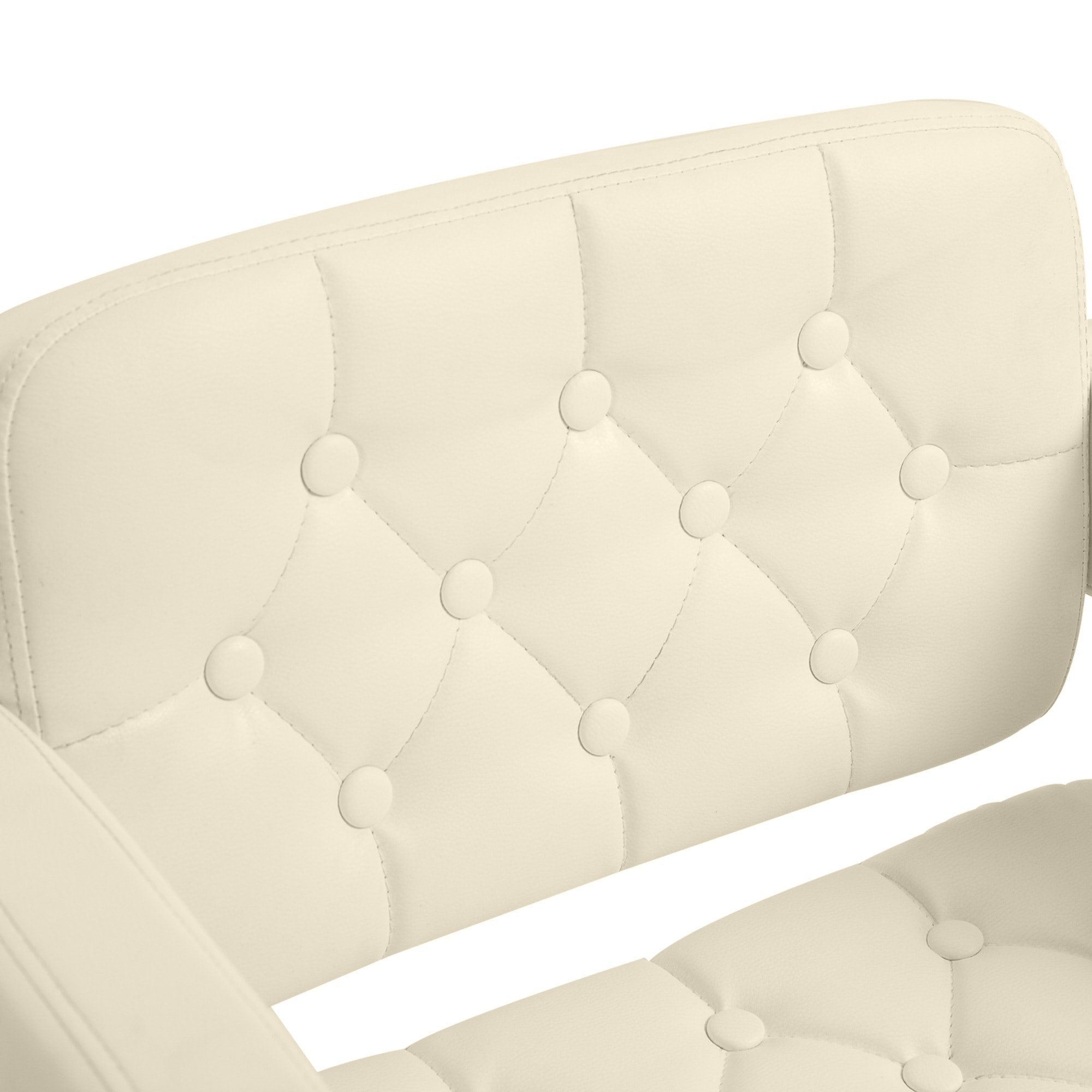 Tabouret de bar design Chesterfield - chaise de bar pivotante réglable grand confort - métal chromé beige
