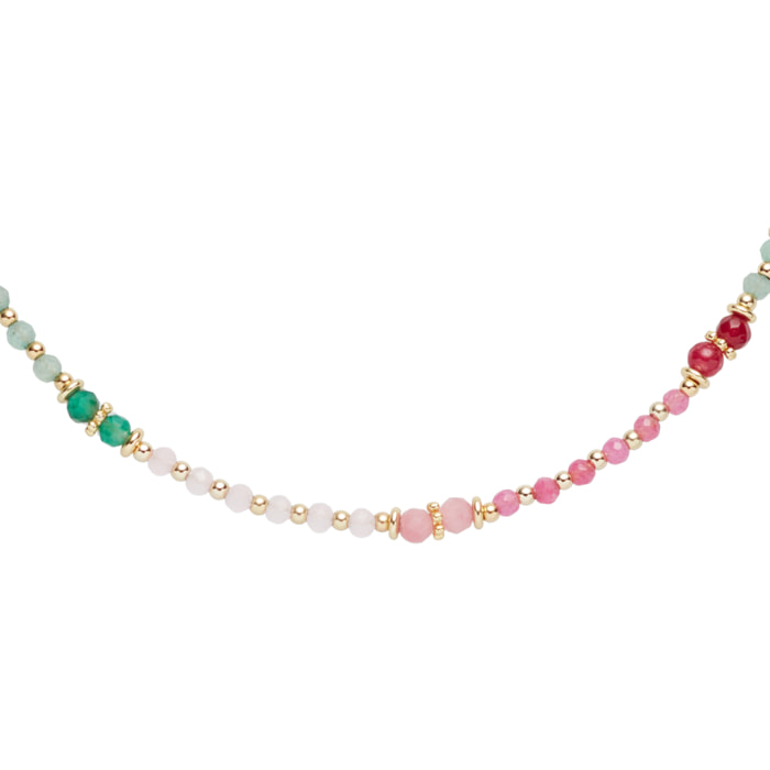 Collana U.S. Polo Assn. In metallo dorato con pietre naturali multicolore