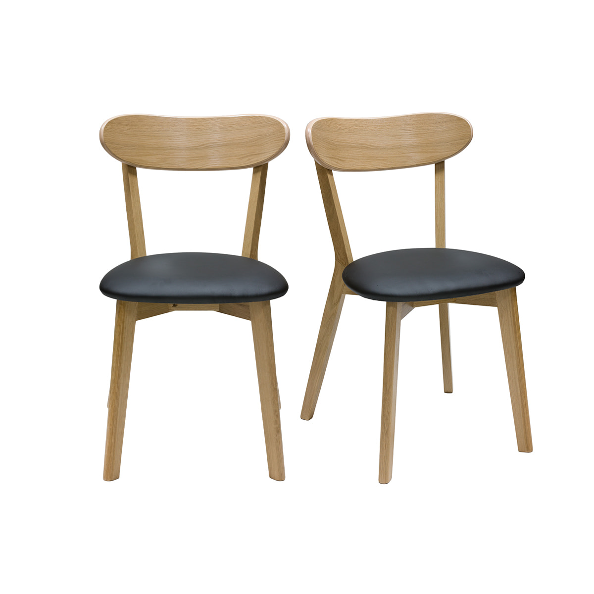 Chaises vintage en bois clair chêne et noir (lot de 2) DOVE