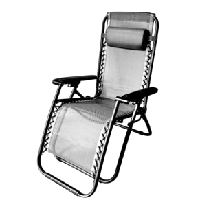 INTRECCI Sedia Zero Gravity Pieghevole Reclinabile da Giardino Terrazzo con Cuscino, Sedia Sdraio in Acciaio per Esterno Decorativa Balcone Grigio