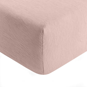 Drap Housse Microfibre Lavee - Bonnet 28cm Rose PoudrÉ