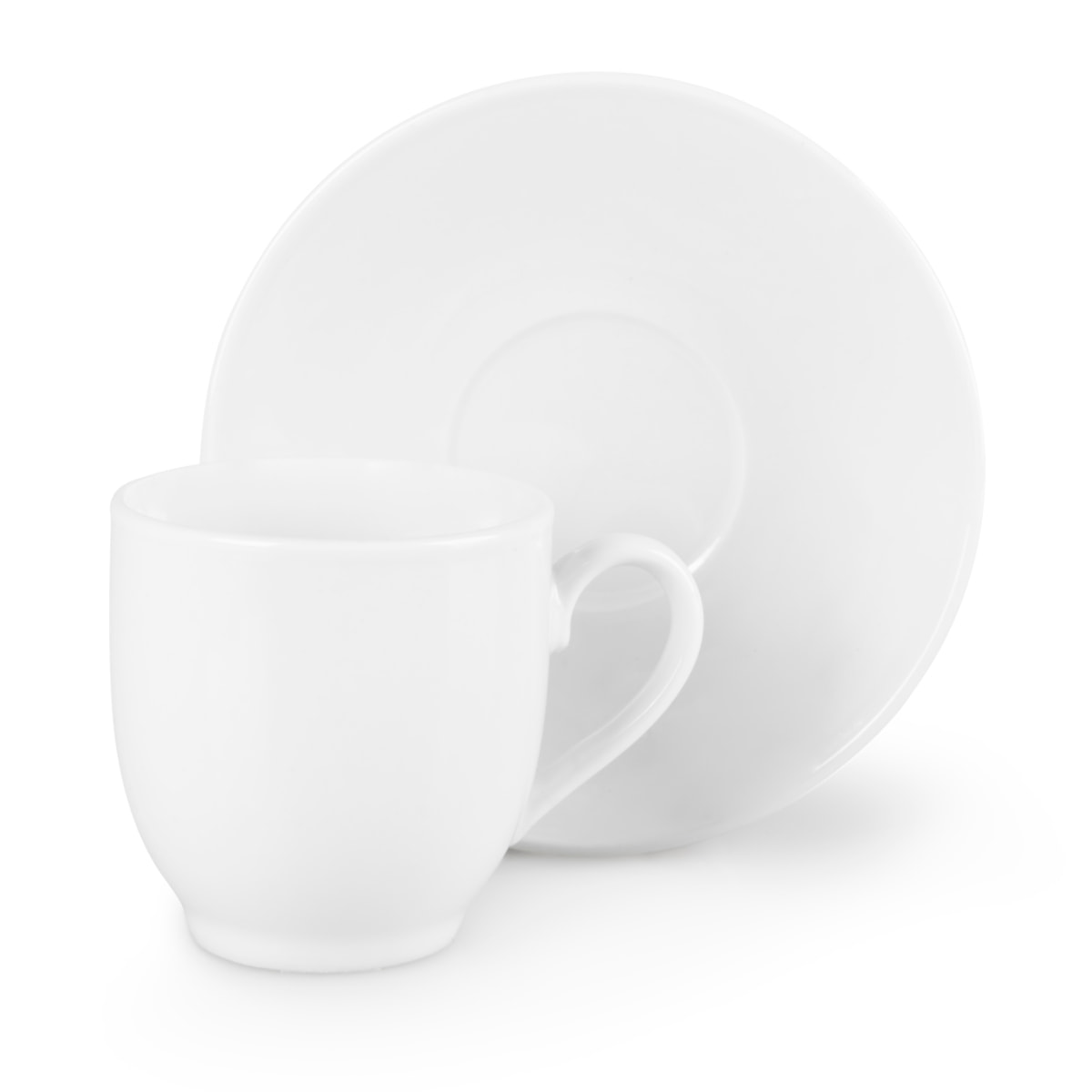 Set 6 Tazzine da Caffè con Piattini Excelsa – Simple White, Porcellana Bianco