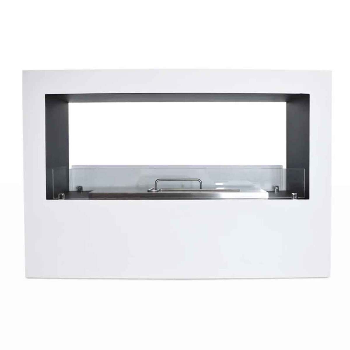 Giotto - Camino a bioetanolo da terra per interno ed esterno 100x30xH70 cm, colore bianco