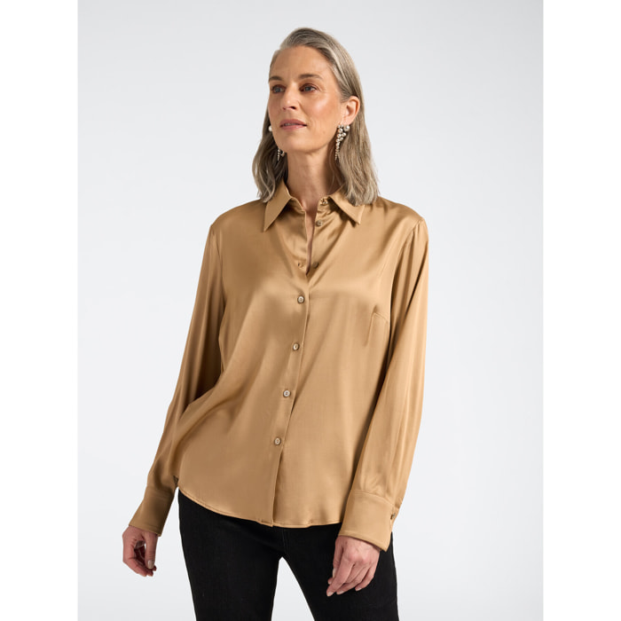 Elena Mirò - Camicia in raso di viscosa stretch - Beige