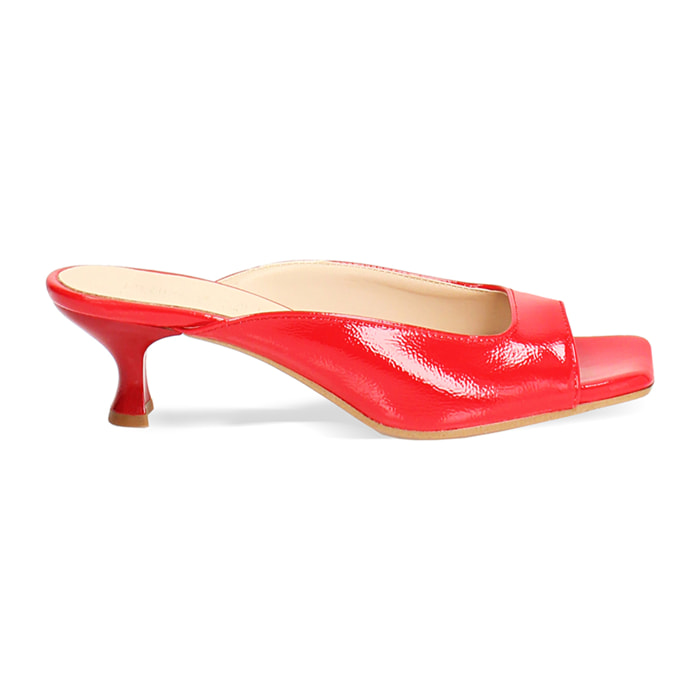Mules rojos en naplak, tacón 5 cm