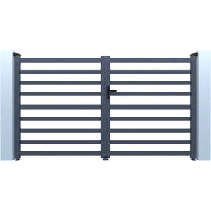 Portail aluminium ajouré "Martin" - 300 x 180 cm - Gris