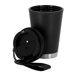Vaso térmico de doble pared en PP reciclado, combinado con base de acero inoxidable reciclado. Con 300 ml de capacidad. Libre de BPA.