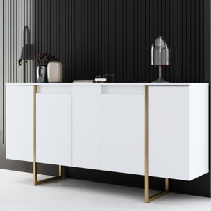 Buffet design blanc et or 160 cm4 portes MINAS